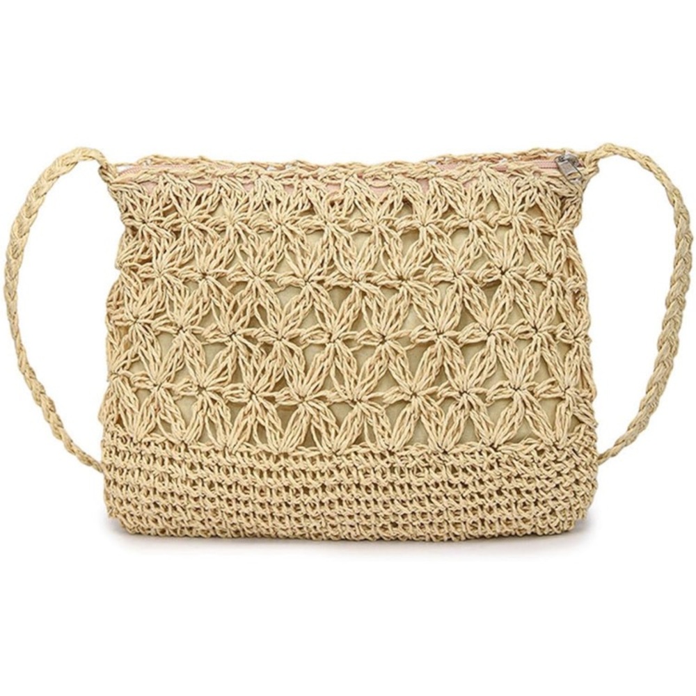 Woven straw wicker style bag